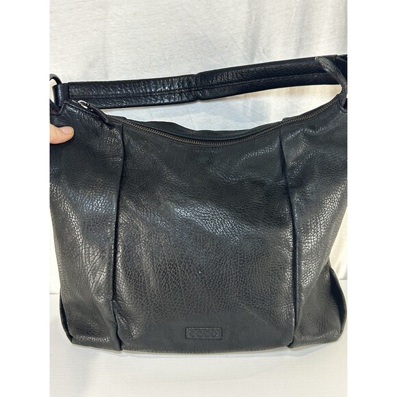 Ecco Black Pebbled Leather Hobo Shoulder Bag Vintage Y2K Genuine Cow Leather - Picture 6 of 10